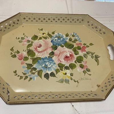Vintage Floral Tole Tray