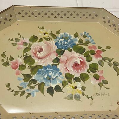 Vintage Floral Tole Tray