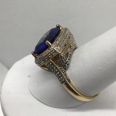 Gorgeous Chunky XLarge 925 Blue Cocktail Ring