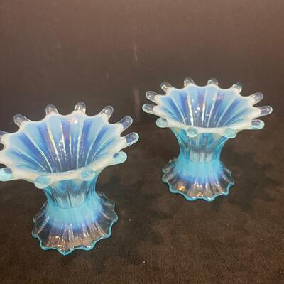 Lot 48 Fenton Glass candleholders