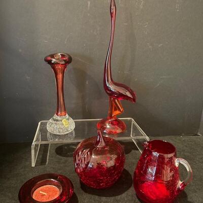 Lot 52 Assorted Red Glass objects
