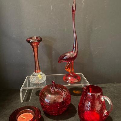 Lot 52 Assorted Red Glass objects