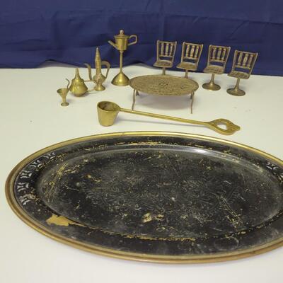 Antique Miniature Brass Tea Set