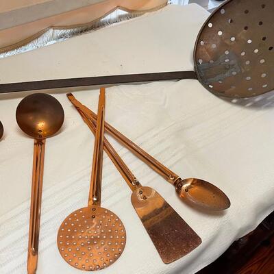 Lot of 6 Vintage Copper Kitchen Utensils