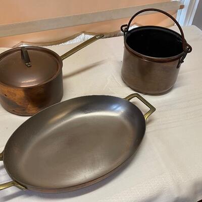 Lot of 3 Vintage Copper Pots