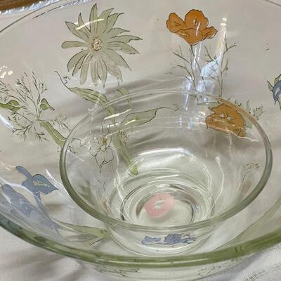 Vintage Glass Chip and Dip Bowl with Matching Serving Bowl