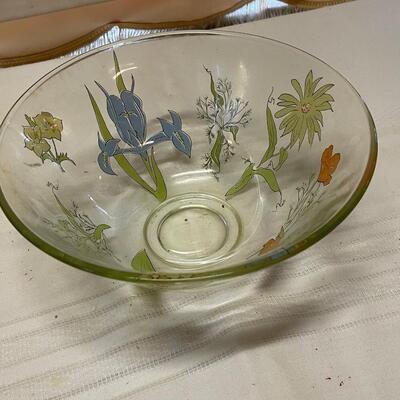 Vintage Glass Chip and Dip Bowl with Matching Serving Bowl