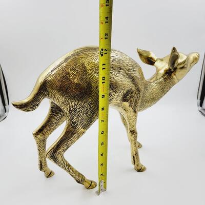 FANTASTIC VINTAGE LARGE BRASS FAWN FIGURINE-MADE IN KOREA
