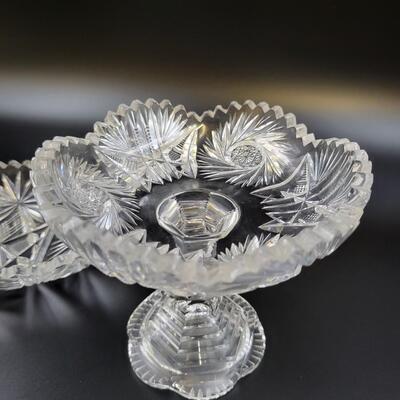 VINTAGE PINWHEEL CRYSTAL CUT CANDY DISHES LOT