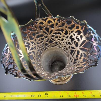 ANTIQUE SILVERPLATE FILIGREE HANDLED BASKET BY KNICKERBOCKER SILVER CO.