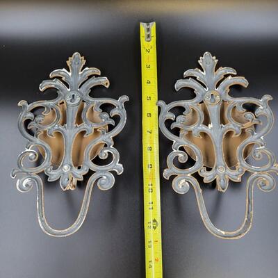 VINTAGE METAL DECORATIVE WALL HANGING CANDLE HOLDERS