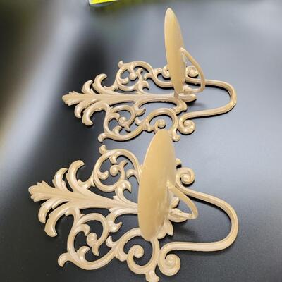 VINTAGE METAL DECORATIVE WALL HANGING CANDLE HOLDERS
