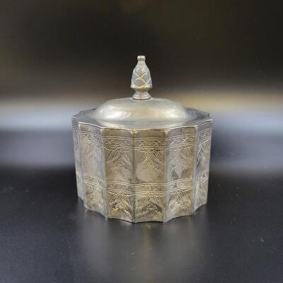 GODINGER 1991 SILVER PLATED RED VELVET LINED JEWELRY TRINKET BOX