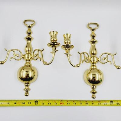 FABULOUS PAIR OF VINTAGE BRASS ORNATE CANDELABRA WALL SCONCES