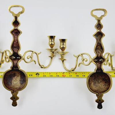 FABULOUS PAIR OF VINTAGE BRASS ORNATE CANDELABRA WALL SCONCES
