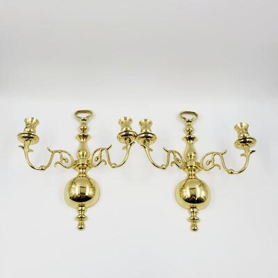 FABULOUS PAIR OF VINTAGE BRASS ORNATE CANDELABRA WALL SCONCES