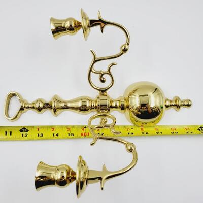 FABULOUS PAIR OF VINTAGE BRASS ORNATE CANDELABRA WALL SCONCES