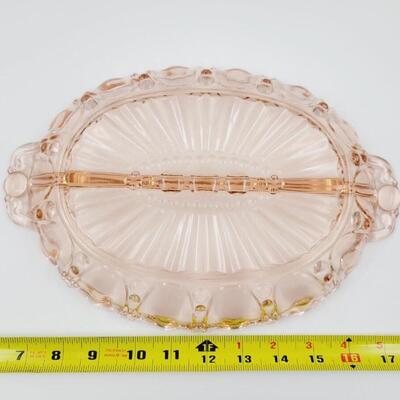 VINTAGE ANCHOR HOCKING PINK DEPRESSION GLASS SERVING DISH