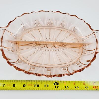 VINTAGE ANCHOR HOCKING PINK DEPRESSION GLASS SERVING DISH