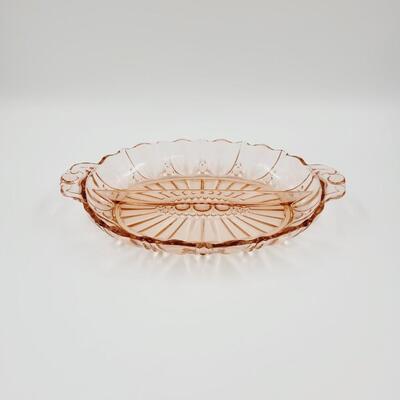 VINTAGE ANCHOR HOCKING PINK DEPRESSION GLASS SERVING DISH