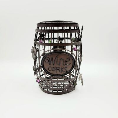GREAT METAL BARREL BASKET FOR WINE CORK COLLECTING
