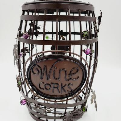 GREAT METAL BARREL BASKET FOR WINE CORK COLLECTING