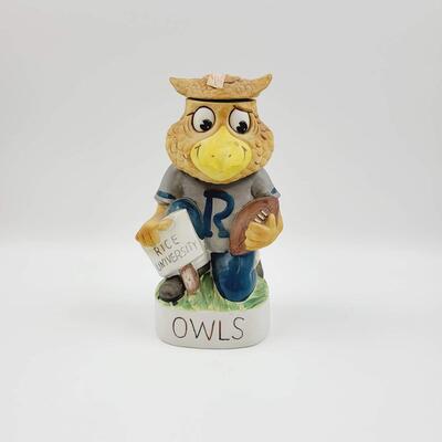 1972 MCCORMICK RICE OWLS FOOTBALL MASCOT DECANTER