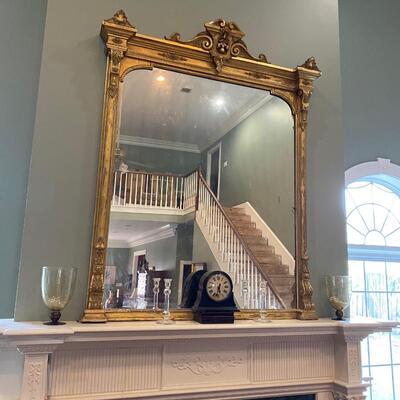 Antique ornate very large mantle or parlor mirror - READ DETAILS