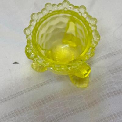 Boyd Vaseline Glass Forget Me Not Toothpick Holder