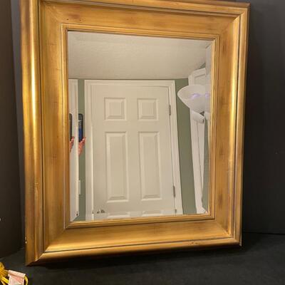 Lot 79 Gold Leaf Mirror and Small Lamp