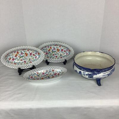 D1012 Vintage Stoke on Trent and German Porcelain Reticulated Bowls