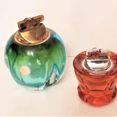 Lot #5  Pair of MidCentury Glass Table Lighters - one is Murano