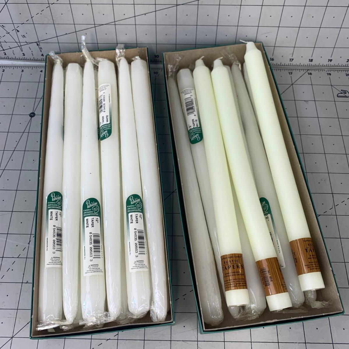 126 White Rustic Taper Candles