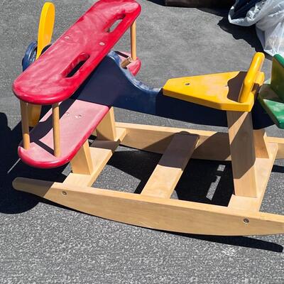 Wooden childâ€™s airplane rocker