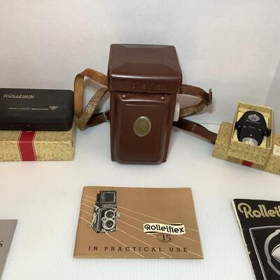 Lot. E - 1063 Vintage Rolleiflex Camera, Rollie Flash,  Level and More