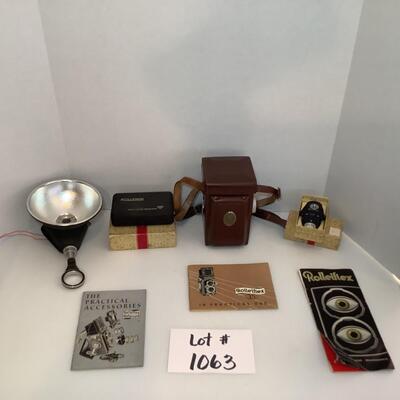 Lot. E - 1063 Vintage Rolleiflex Camera, Rollie Flash,  Level and More