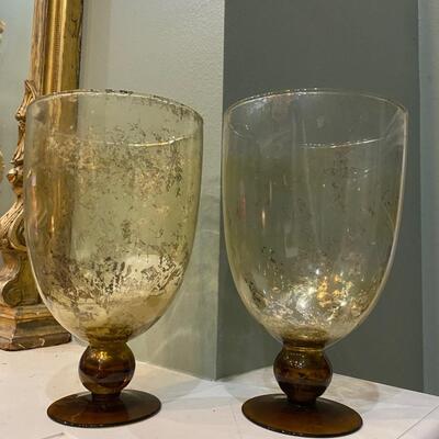 Pair of large gold speck candleholders