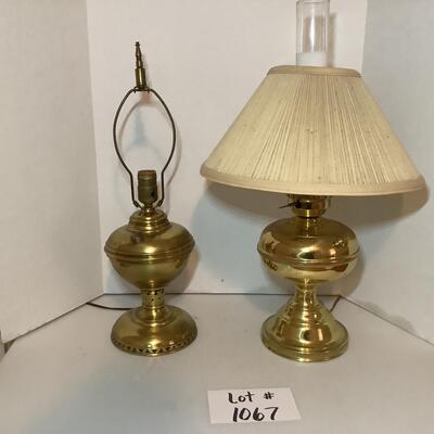 Lot E -  1067. Pair of Vintage Brass Converted Oil Lamps