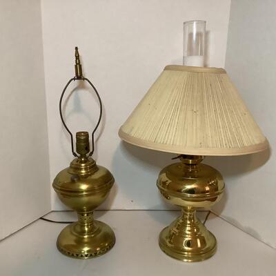Lot E -  1067. Pair of Vintage Brass Converted Oil Lamps