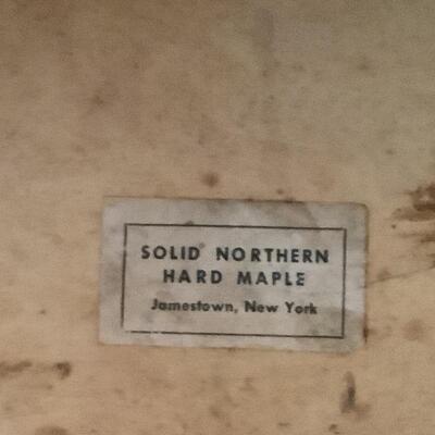 Lot. E - 1069. Solid Northern Hard Maple Acorn Full Size Bed & Nightstand