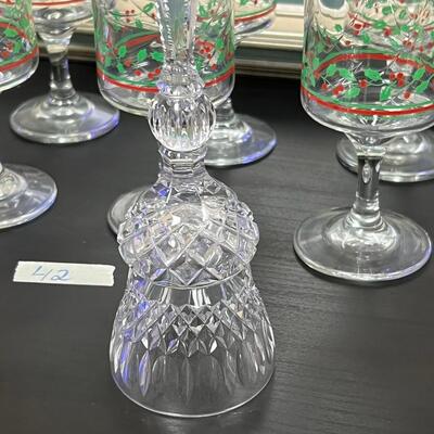6 Vintage 1987 Arby's Christmas Holly Berry Glasses Wine and Crystal Bell