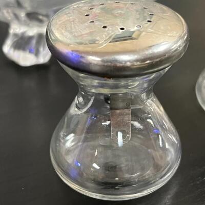 Cambridge Glass Rose Point Footed Square Centerpiece Bowl and Salt and Pepper