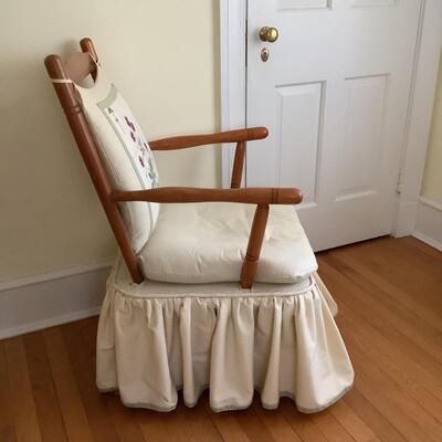 Lot C - 1125. Vintage Maple Ladder-back Chair with Custom Handmade Cushion Covering
