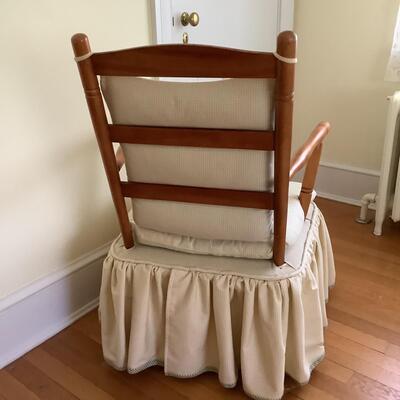 Lot C - 1125. Vintage Maple Ladder-back Chair with Custom Handmade Cushion Covering