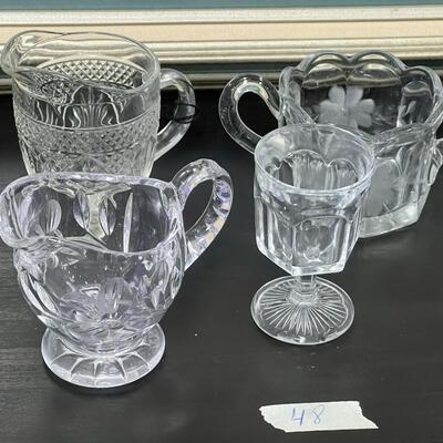 Crystal Creamers and mini glass