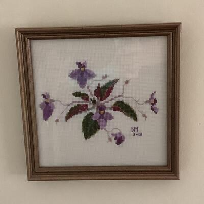 Lot C-  1129. Three Hand Stitched Framed Needlepoint by D.M.