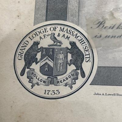 Vintage Mason Certificate 3rd Degree April 2, 1940