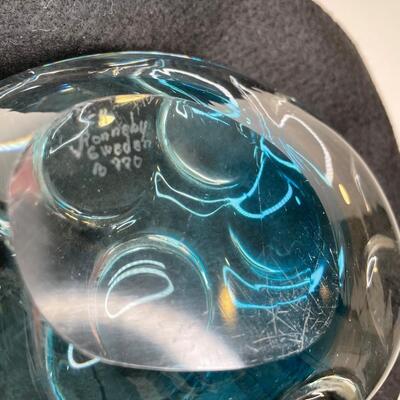 Hand Blown Dolphin in wave 10.5 in tall