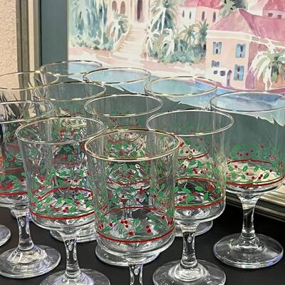 Vintage 1987 Arby's Christmas Wine Glass With Gold Rim