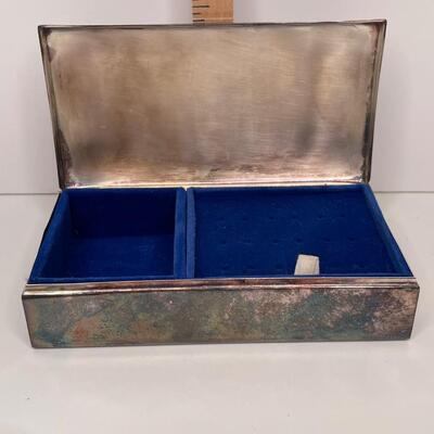 Silver Plated Jewelry Box with Royal Blue Velvet Interior